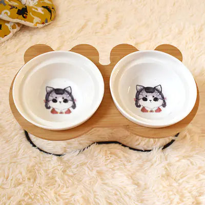 Spine Protection Bowl Holder for Cat Food and Water